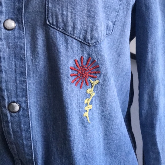 MOTHER Denim Embroidered Shirt - Blue - Picture 3 of 11